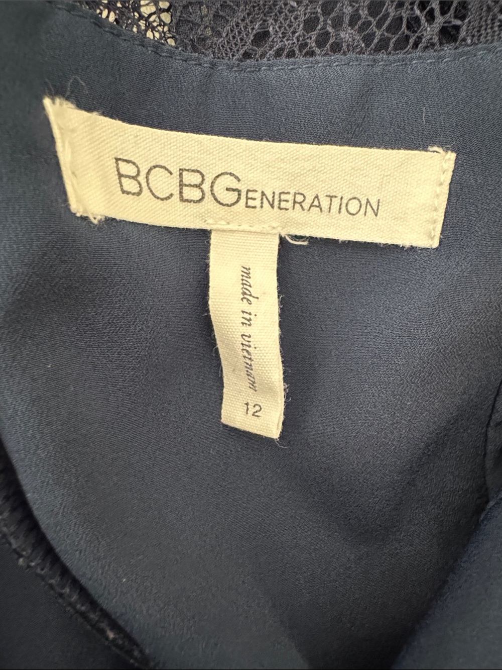 BCBGeneration Navy Lace Ruffle Mini Dress - Picture 3 of 4